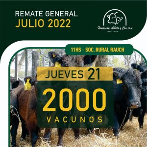 Remate – jueves 21 de julio de 2022 @ Sociedad Rural de Rauch