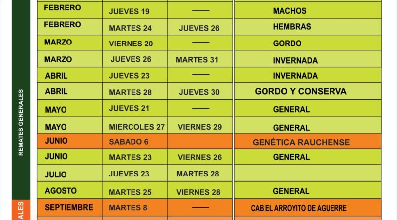 Cronograma de remates 2026